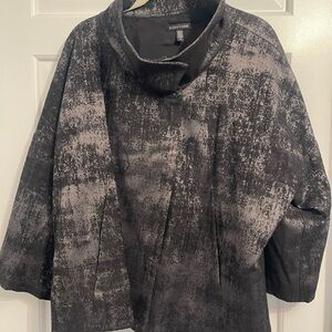 Eileen Fisher Charcoal and Ash Patterned Coat